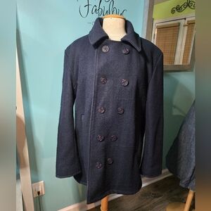 Classic Vintage Double-Breasted Wool Peacoat